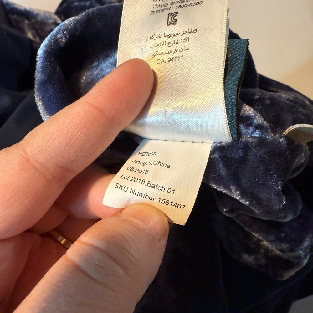 Pottery Barn Teen L/XL Harry Potter Ravenclaw Robe Blue Crushed Velvet Tie Waist - Picture 7 of 10